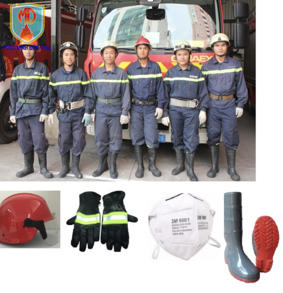 Bộ trang phục chữa cháy 5 món loại 2 lớp màu xanh đen theo thông tư 150 mới loại chuẩn- bộ 5 món